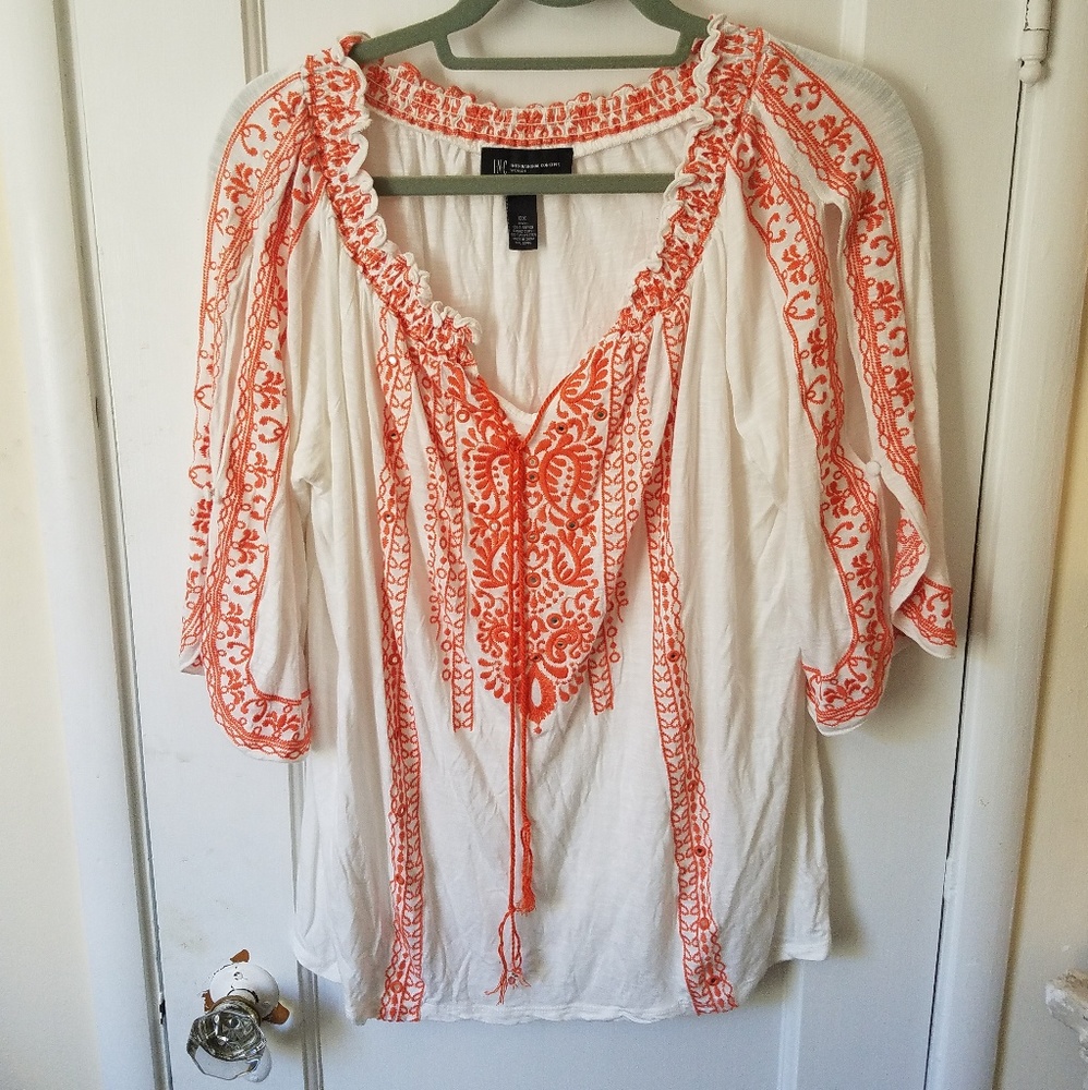 Boho Mirrored Peasant Blouse 0X